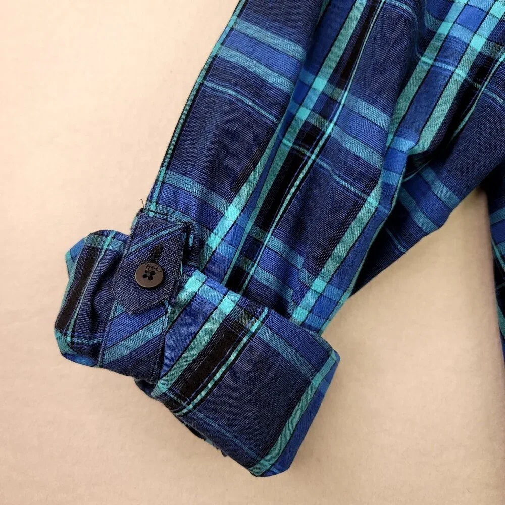 Tony Hawk Men's Checkered Button Up Shirt L Blue Casual Western Country Rodeo